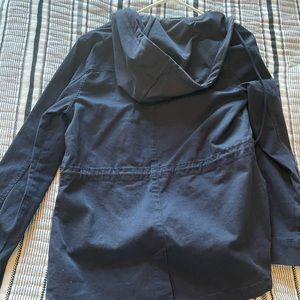 Navy, jean jacket.